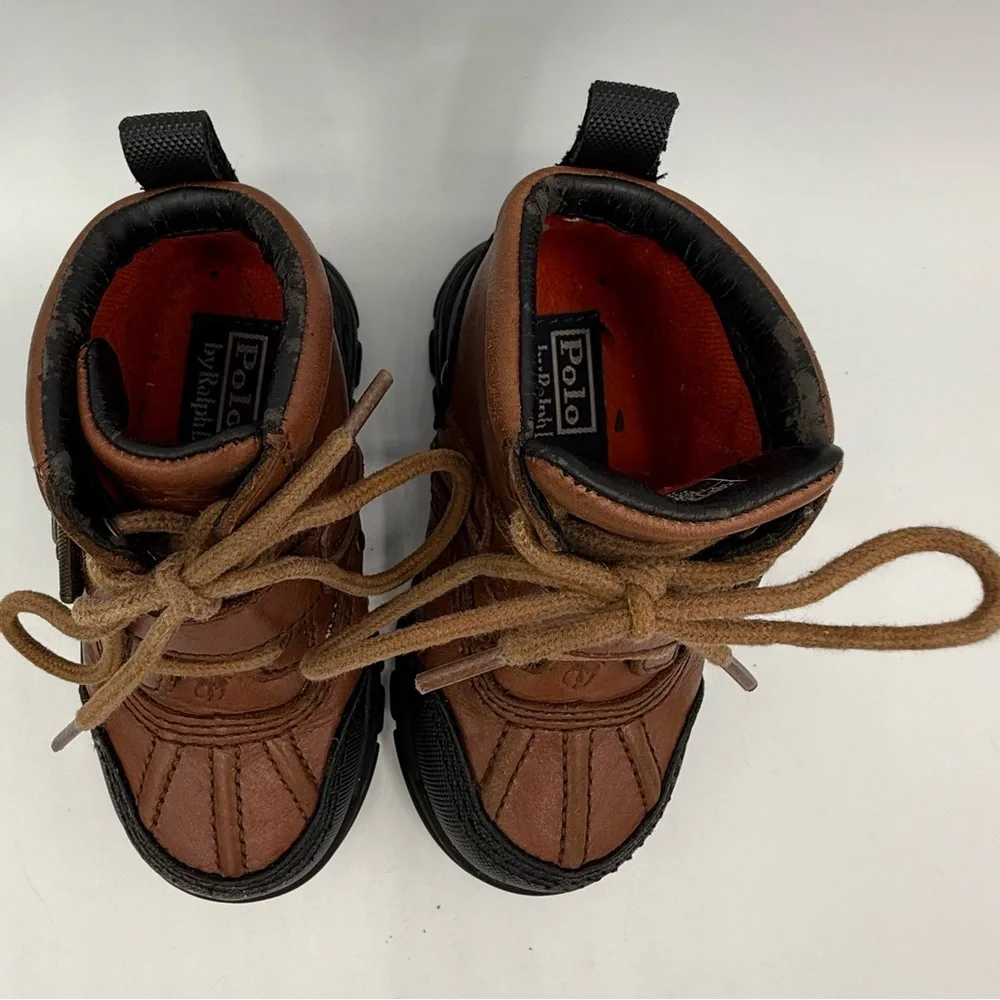 Polo Ralph Lauren Boots Toddler Size 7 Tyrek  II Brandy Leather‎ Buckle **READ**